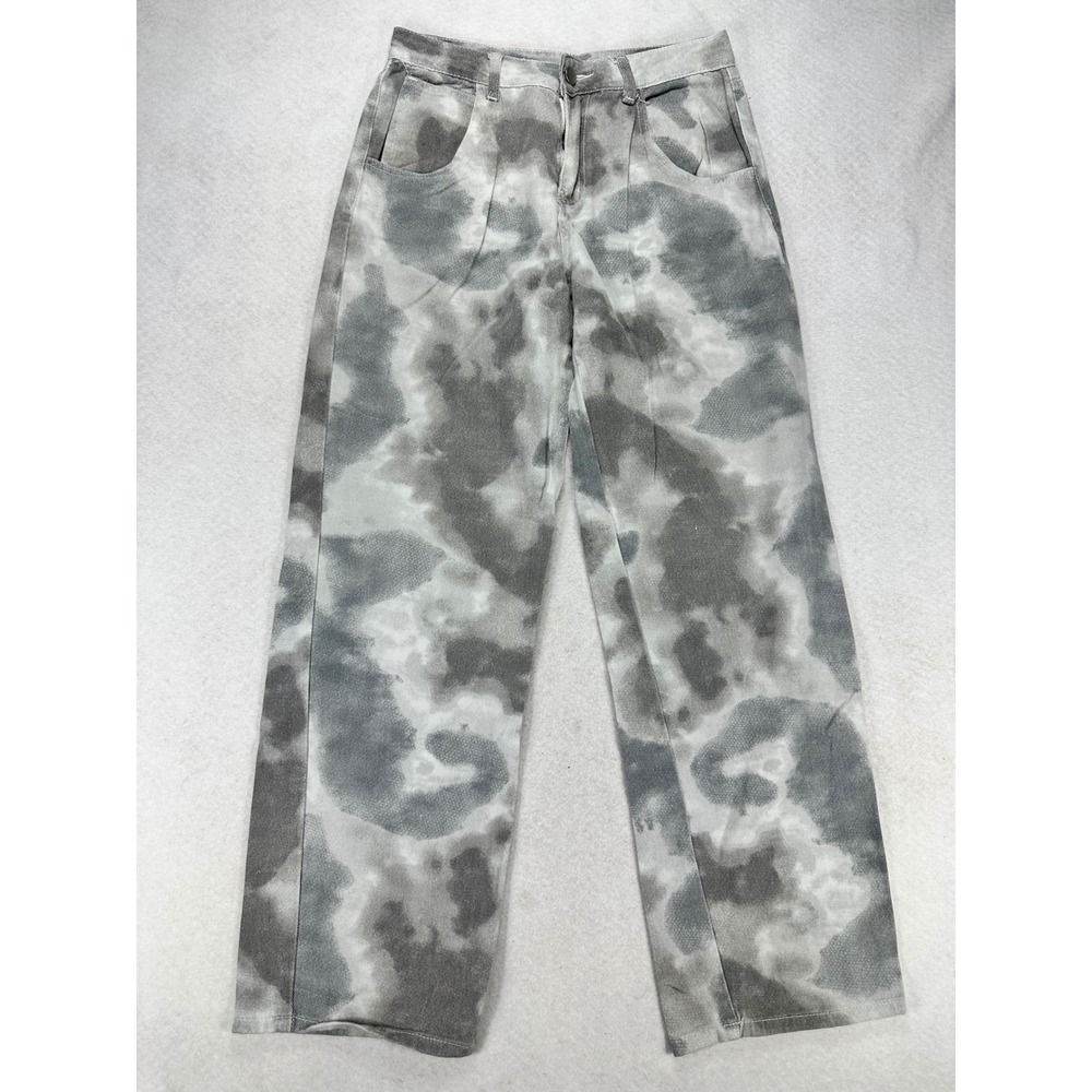 Bailey Rose Grey Tie Dye Wide Leg Pants Womens Size Medium High Rise Streetwear